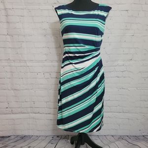 Colorblock Mint Navy and White Striped Dress